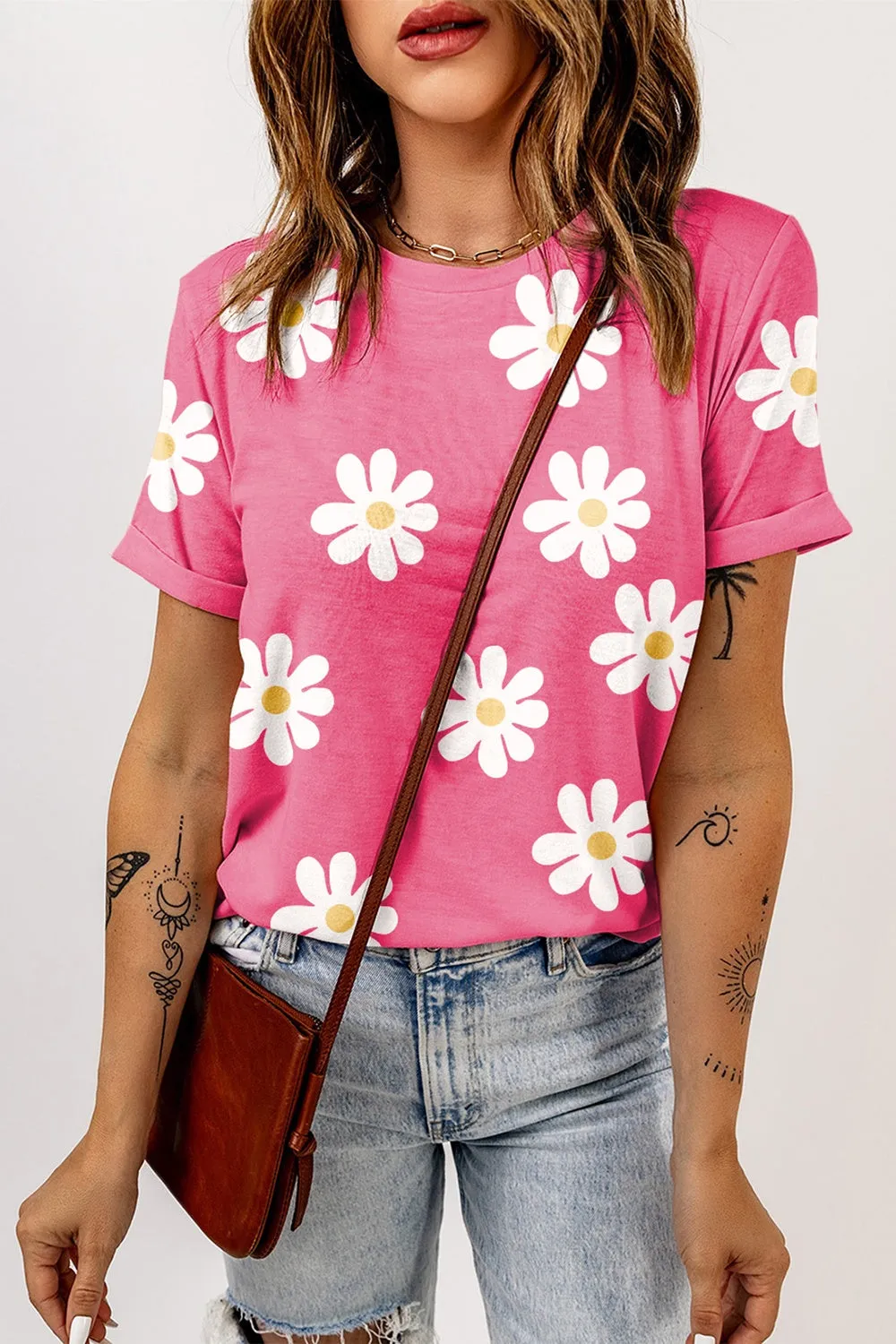 Printed Round Neck Short Sleeve T-Shirt sold by Charming Charlie