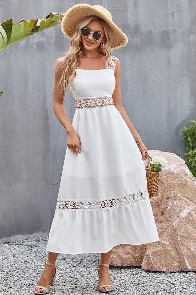 Flower Crochet Wide Strap Midi Dress sold by Charming Charlie