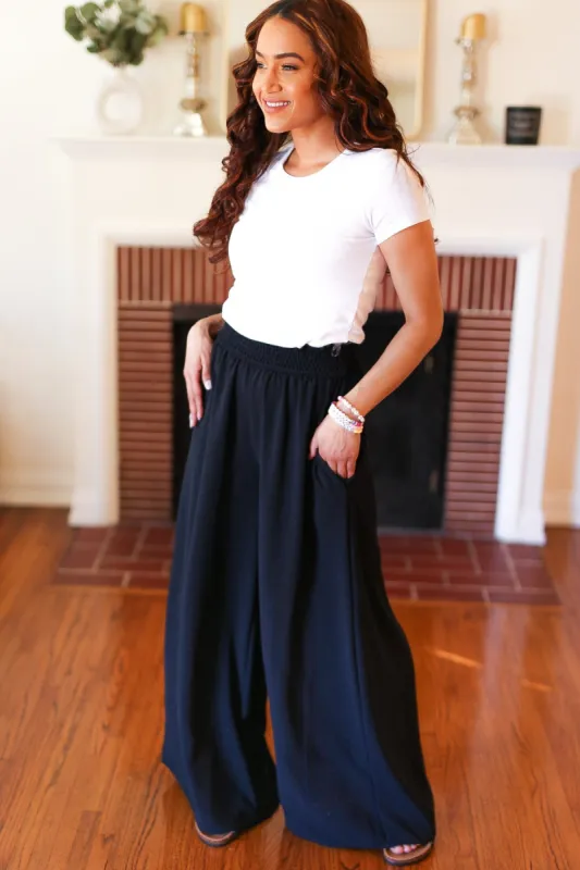 Everyday Black Smocked Waist Palazzo Pants sold by Charming Charlie
