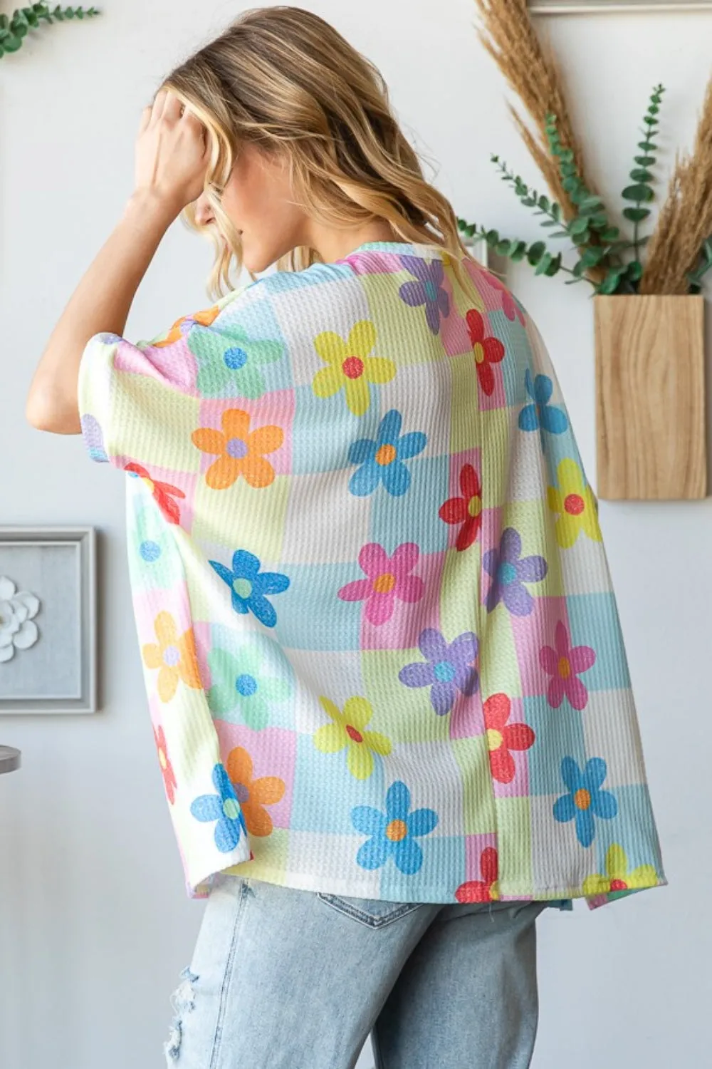 HOPELY Floral Round Neck Waffle T-Shirt sold by Charming Charlie product image thumbnail 2