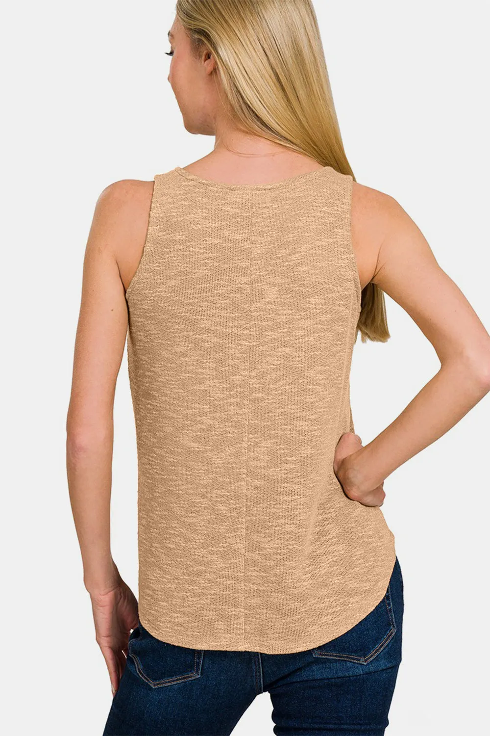 Zenana V-Neck Curved Hem Tank sold by Charming Charlie product image thumbnail 2