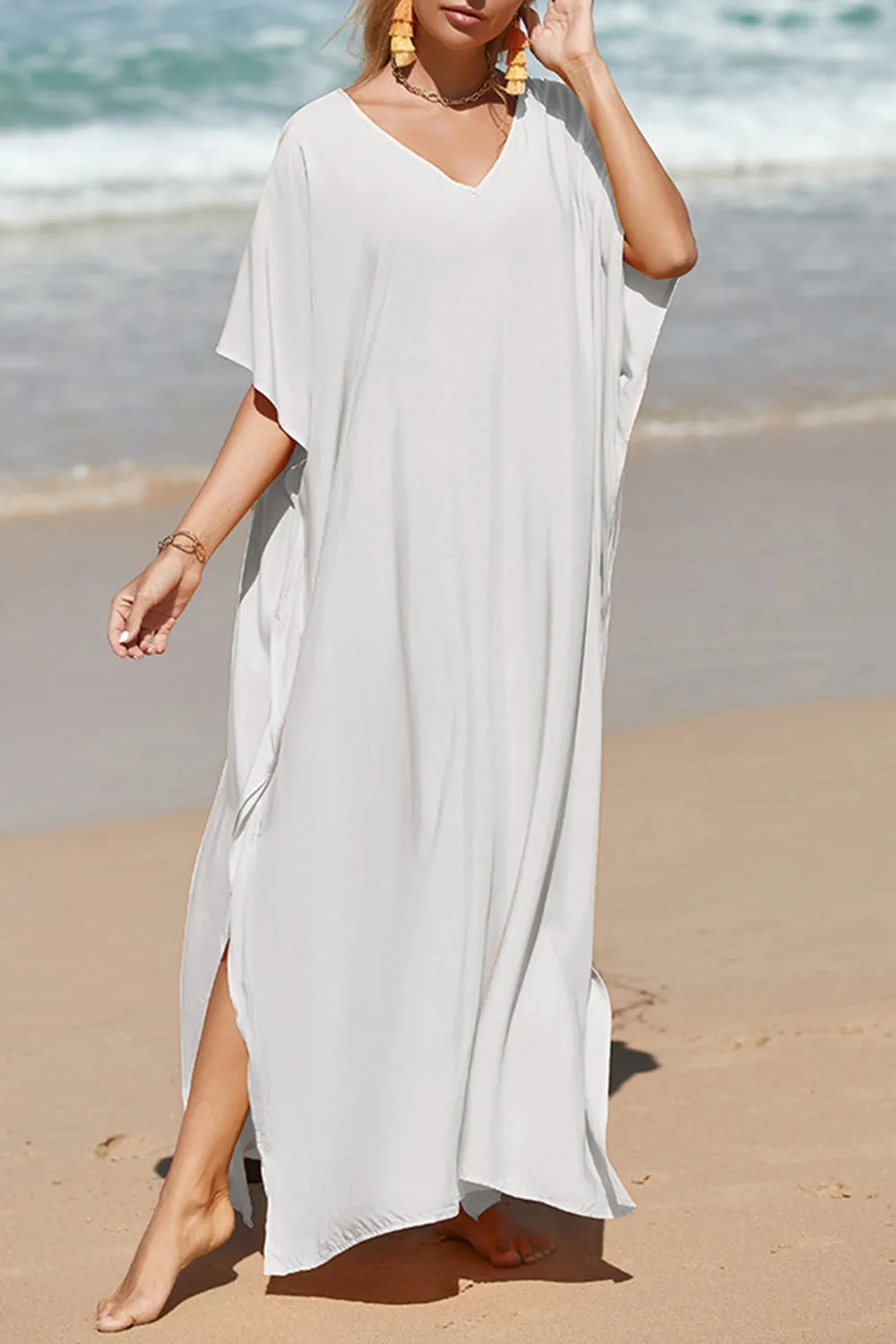 Slit V-Neck Half Sleeve Cover-Up sold by Charming Charlie product image thumbnail 4