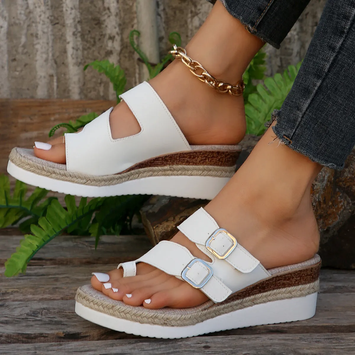 Double Buckle PU Leather Sandals sold by Charming Charlie product image thumbnail 3