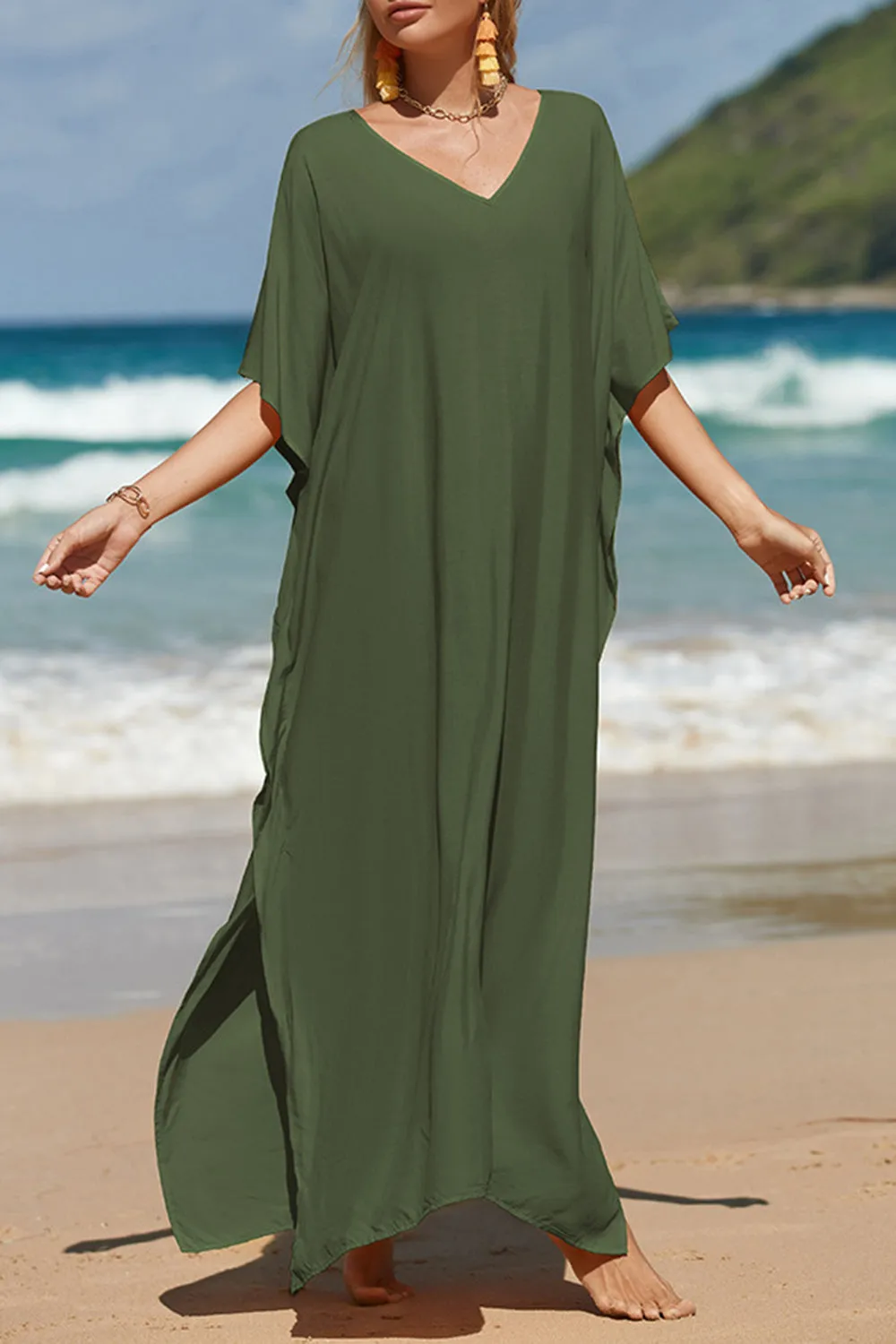Slit V-Neck Half Sleeve Cover-Up sold by Charming Charlie product image thumbnail 5