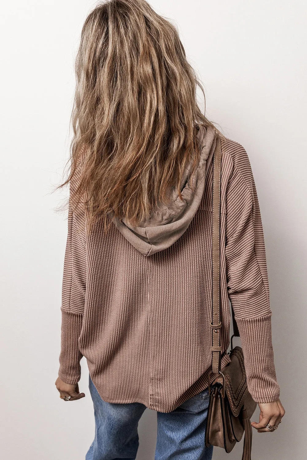 Pocketed Half Button Long Sleeve Hoodie sold by Charming Charlie product image thumbnail 3