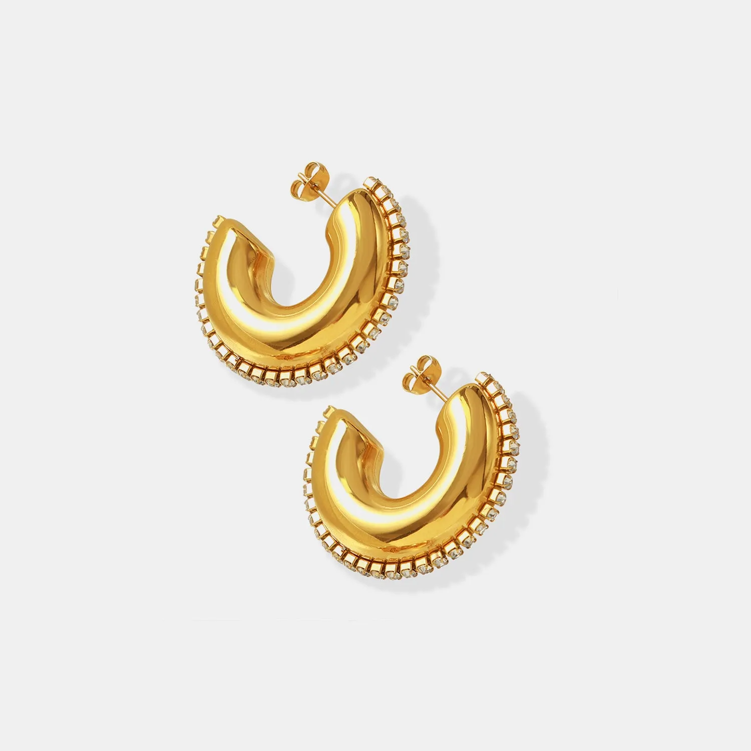 Titanium Steel Inlaid Zircon C-Hoop Earrings sold by Charming Charlie product image thumbnail 2