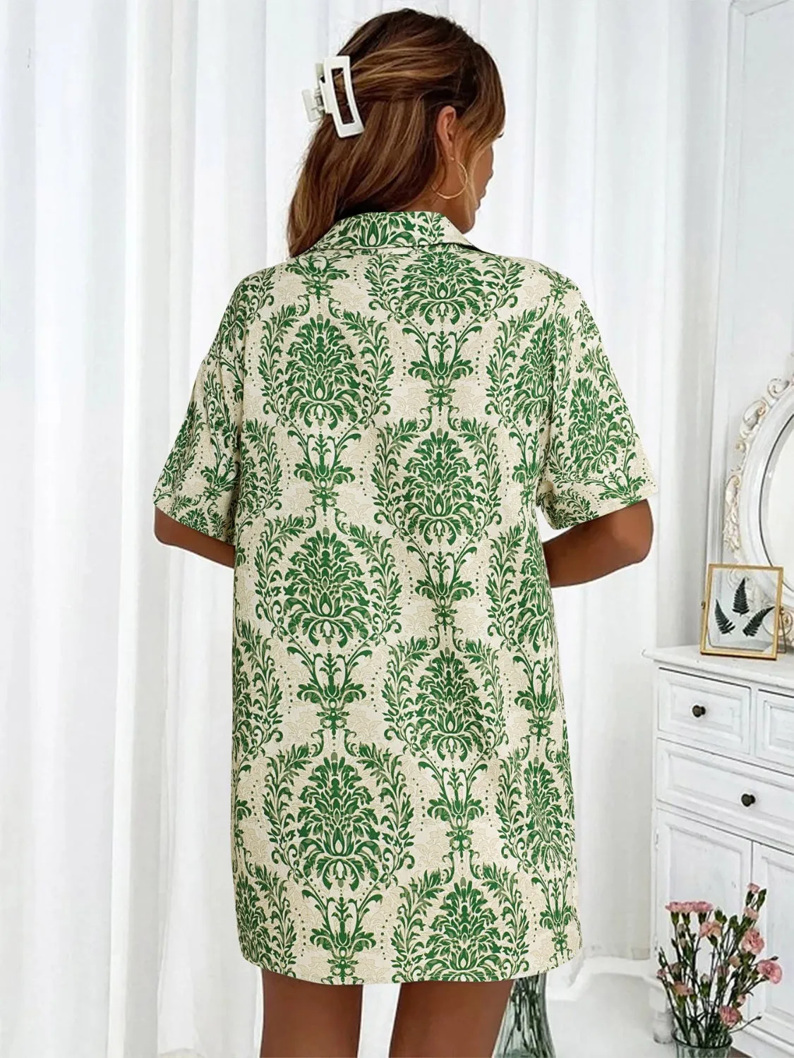 Printed Button Up Top and Shorts Set sold by Charming Charlie product image thumbnail 2