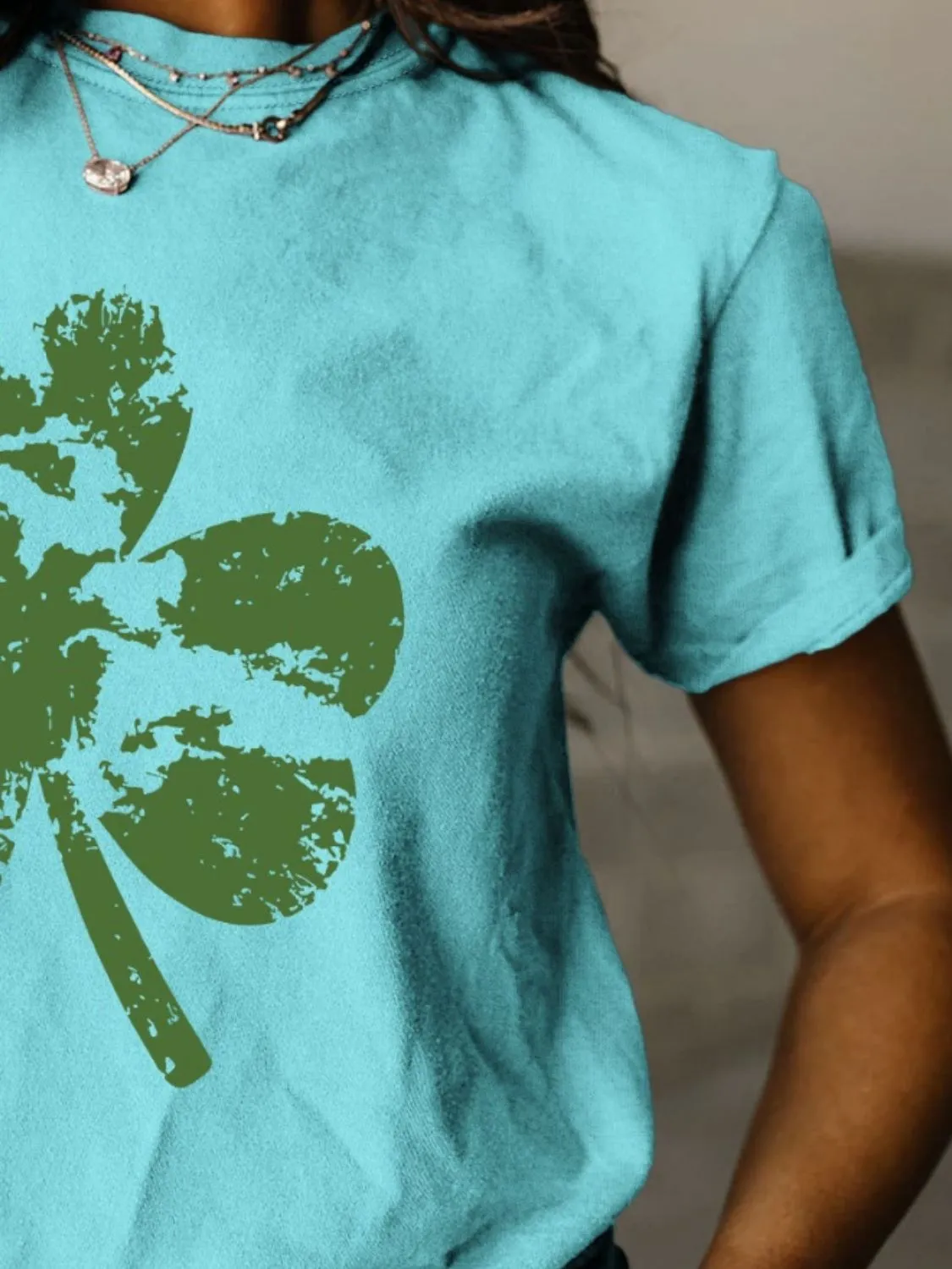 Full Size Lucky Clover Round Neck Short Sleeve T-Shirt sold by Charming Charlie product image thumbnail 3