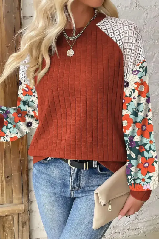 Printed Round Neck Long Sleeve Top sold by Charming Charlie