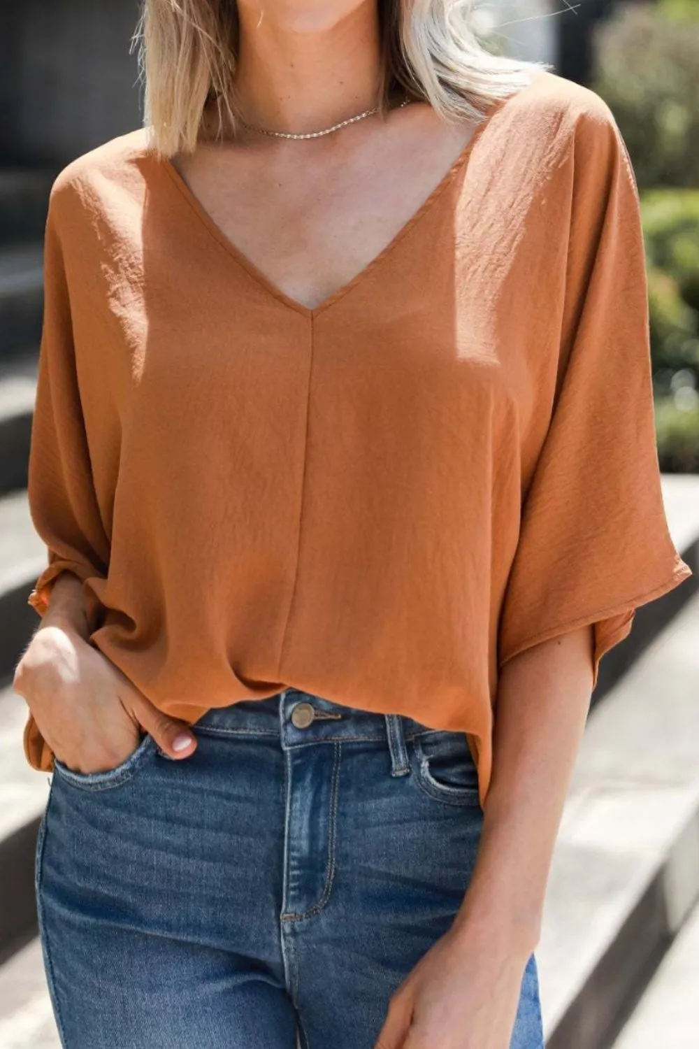 V-Neck Half Sleeve Blouse sold by Charming Charlie