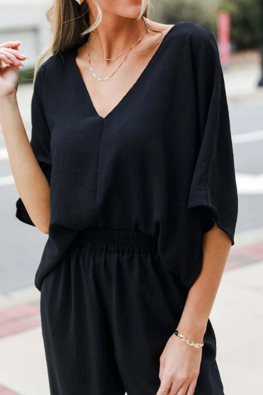 V-Neck Half Sleeve Blouse sold by Charming Charlie product image thumbnail 5