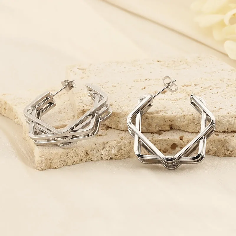 Titanium Steel Geometric Earrings sold by Charming Charlie product image thumbnail 4