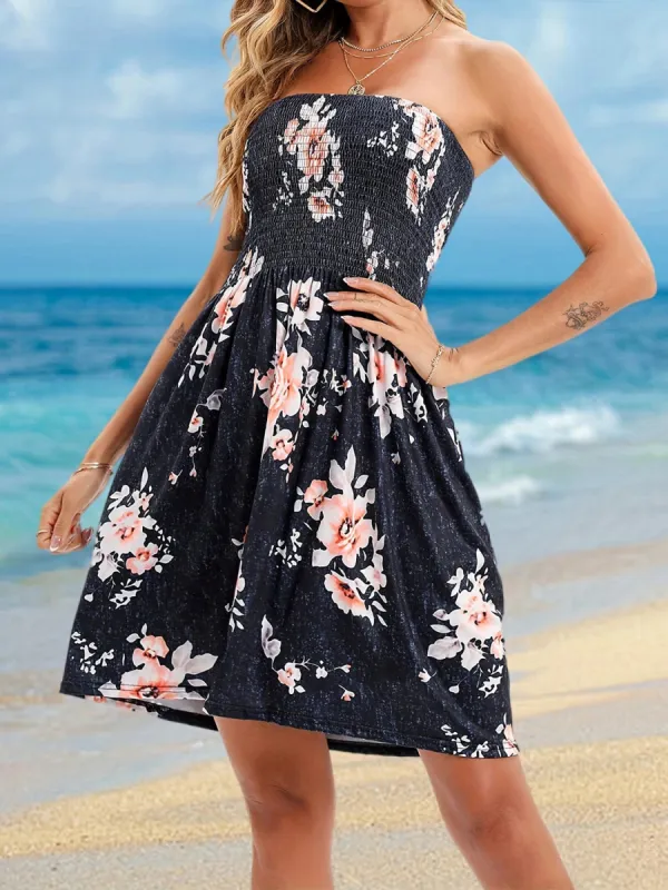 Full Size Smocked Printed Tube Mini Dress sold by Charming Charlie