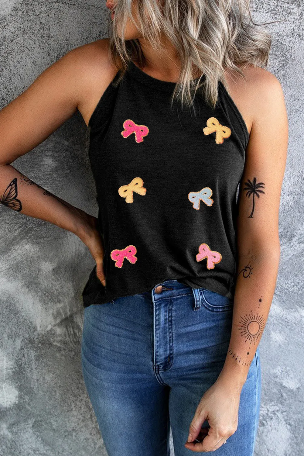 Bow Print Grecian Neck Tank sold by Charming Charlie product image thumbnail 2