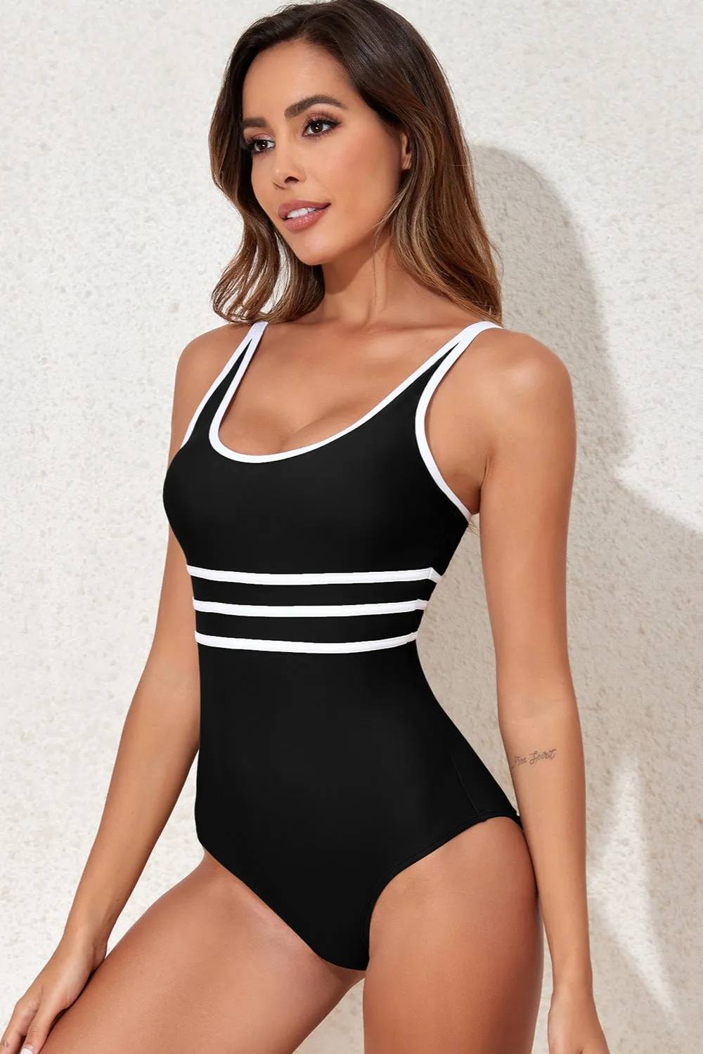 Contrast Trim Scoop Neck One-Piece Swimwear sold by Charming Charlie product image thumbnail 4