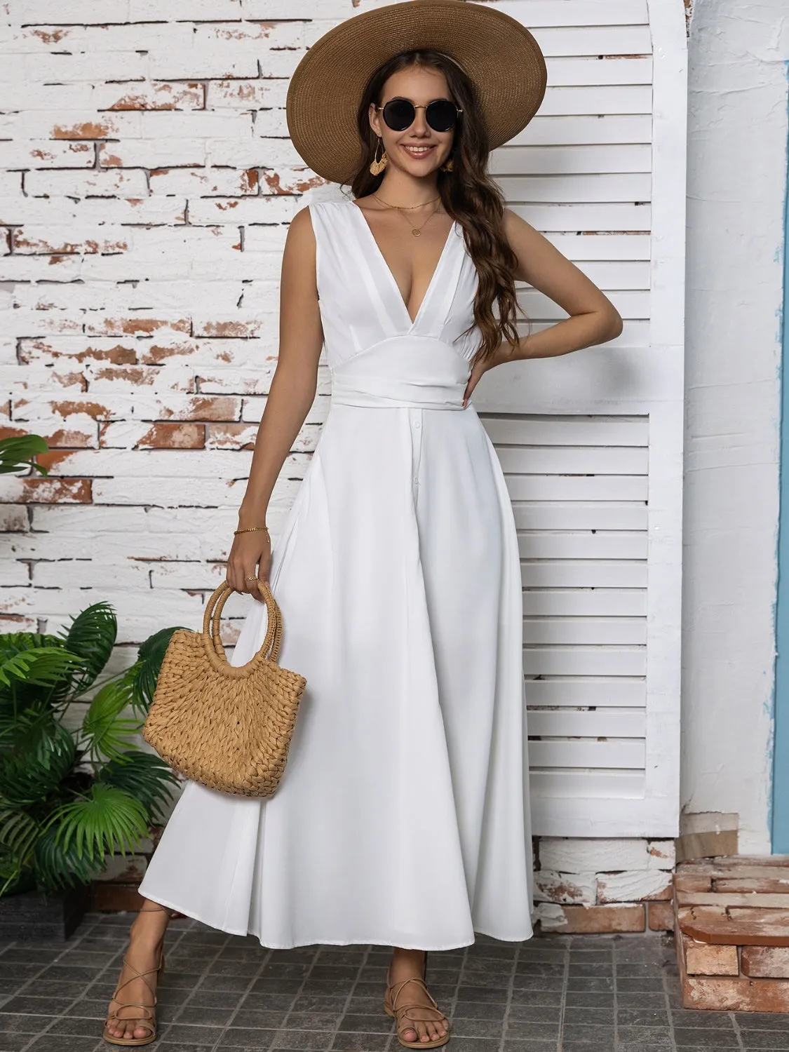 Full Size Slit V-Neck Sleeveless Midi Dress sold by Charming Charlie product image thumbnail 4