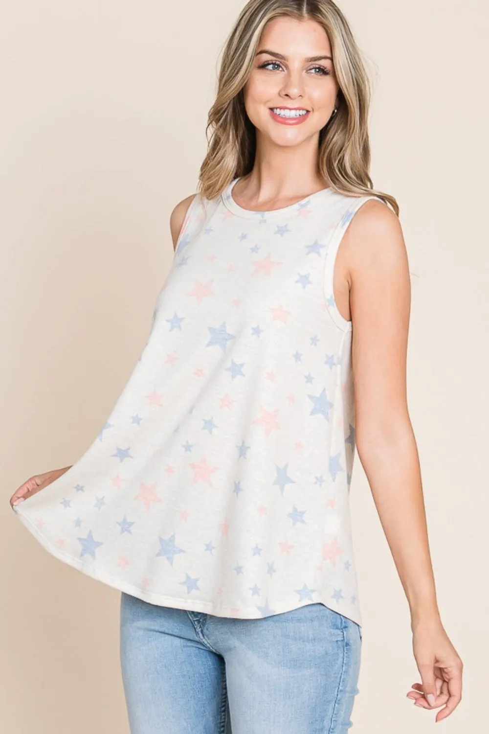 BOMBOM Star Print Round Neck Tank sold by Charming Charlie product image thumbnail 3