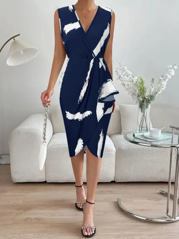 Printed Surplice Sleeveless Knee Length Dress sold by Charming Charlie