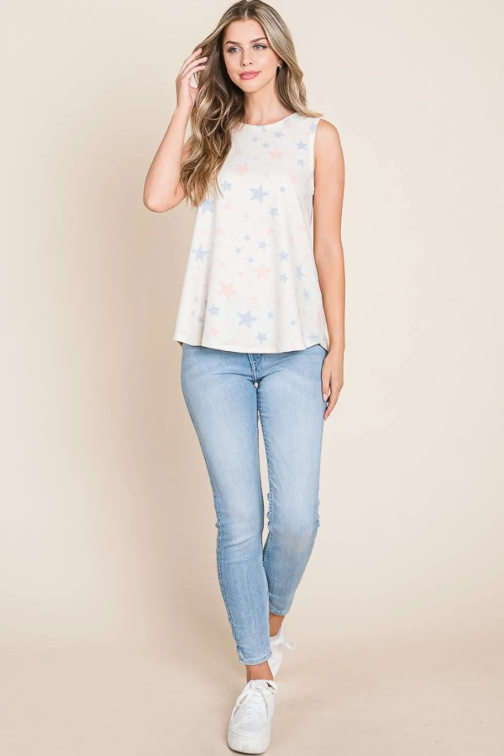 BOMBOM Star Print Round Neck Tank sold by Charming Charlie product image thumbnail 4