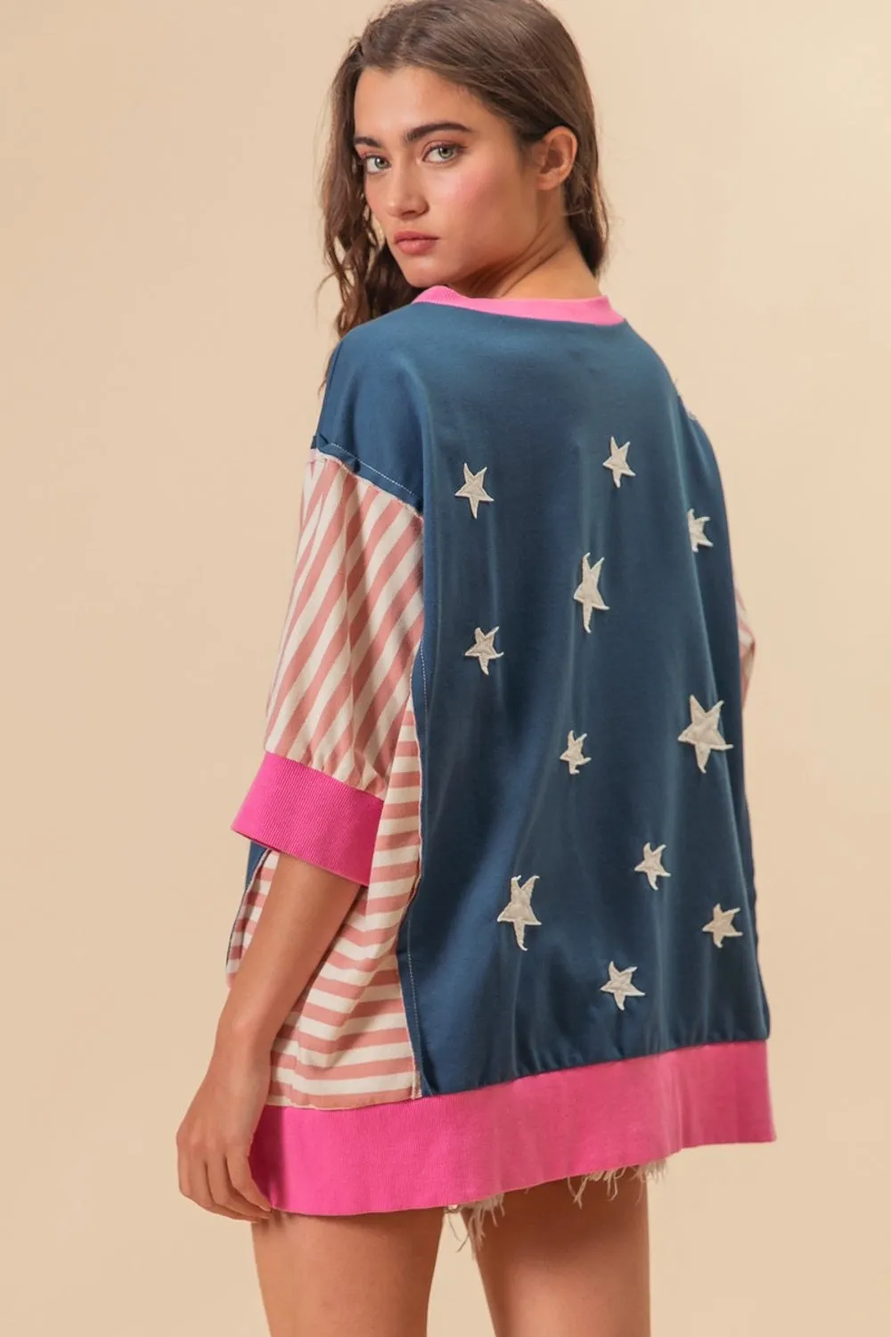 BiBi US Flag Theme Color Block Star Patch T-Shirt sold by Charming Charlie product image thumbnail 2