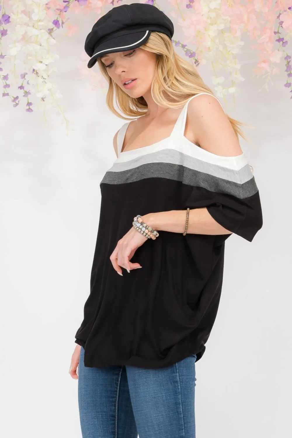 Celeste Full Size Striped Cold Shoulder Top sold by Charming Charlie product image thumbnail 3