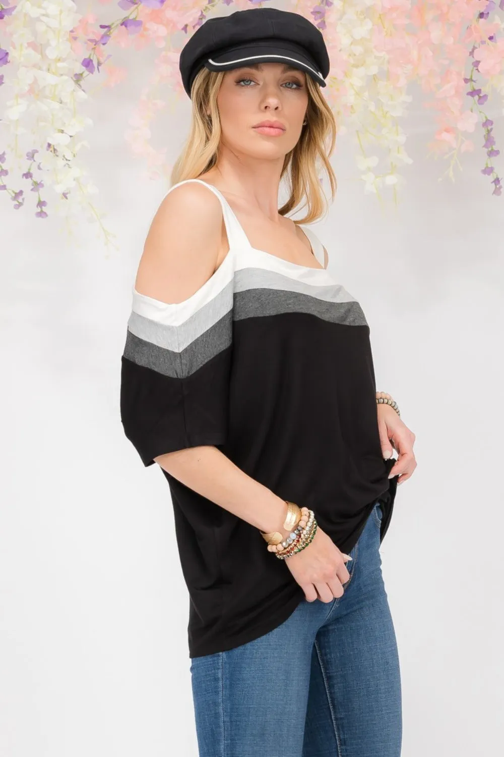 Celeste Full Size Striped Cold Shoulder Top sold by Charming Charlie product image thumbnail 4
