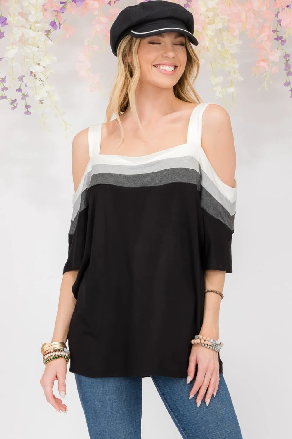 Celeste Full Size Striped Cold Shoulder Top sold by Charming Charlie product image thumbnail 5