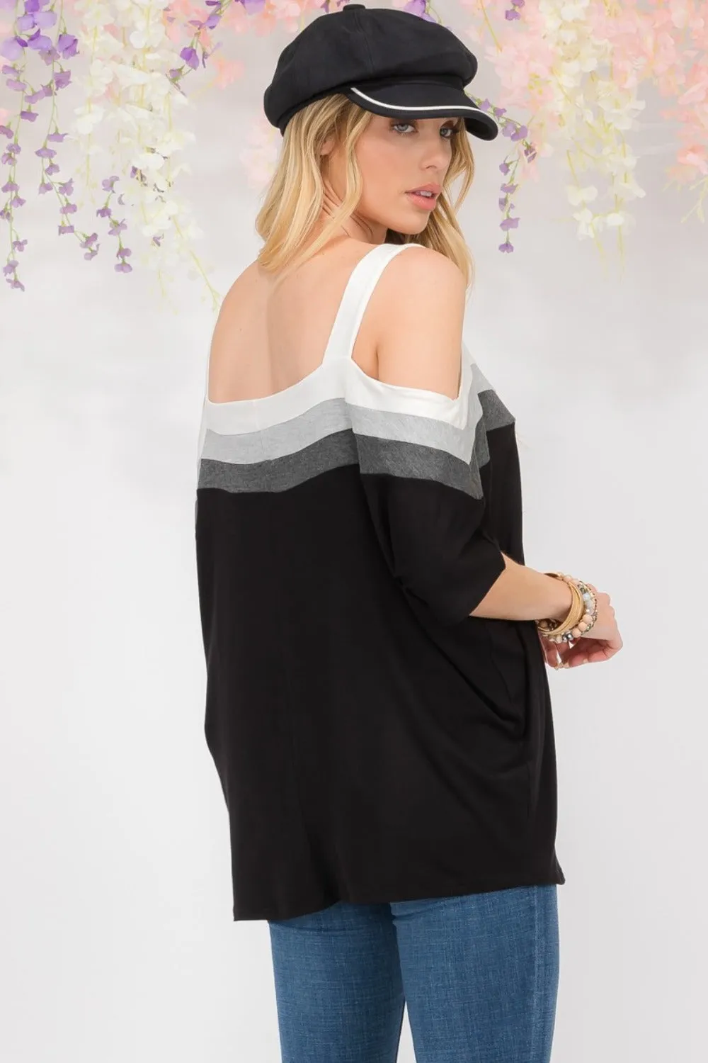 Celeste Full Size Striped Cold Shoulder Top sold by Charming Charlie product image thumbnail 2