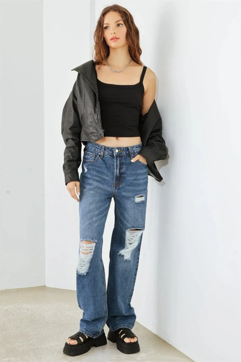 HAMMER COLLECTION Distressed High Waist Jeans sold by Charming Charlie product image thumbnail 4