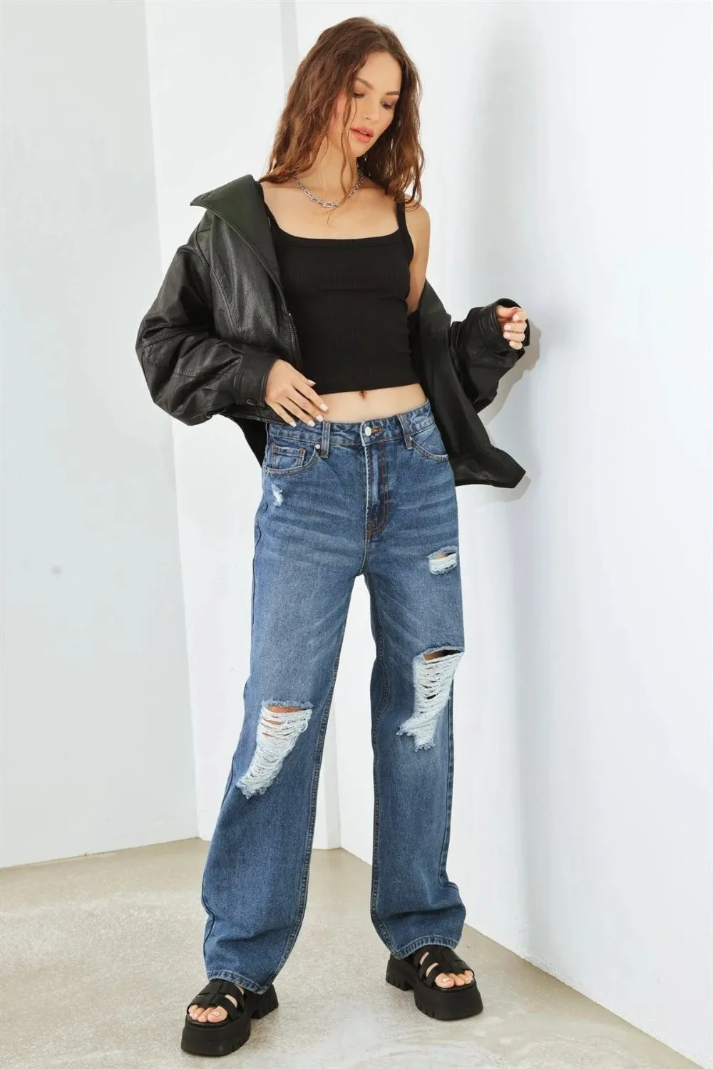 HAMMER COLLECTION Distressed High Waist Jeans sold by Charming Charlie product image thumbnail 5