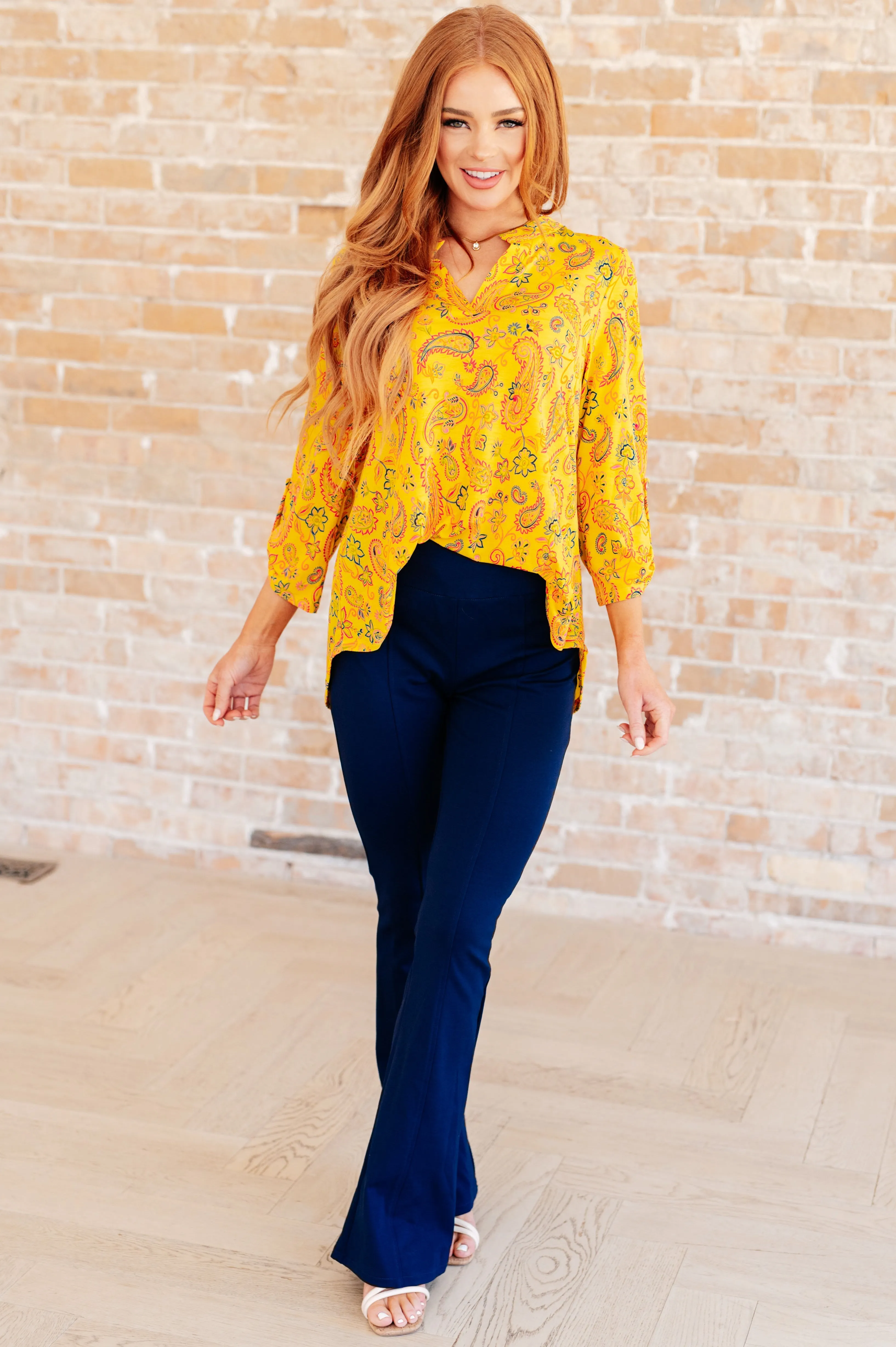 Lizzy Top in Yellow and Navy Paisley sold by Charming Charlie product image thumbnail 3