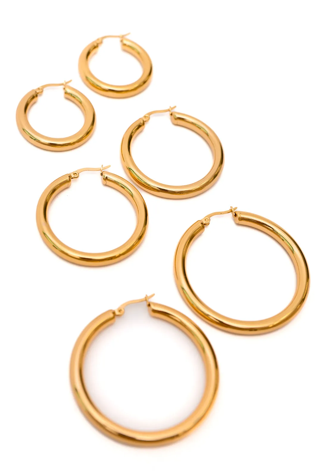 Day to Day Hoop Earrings Set in Gold sold by Charming Charlie