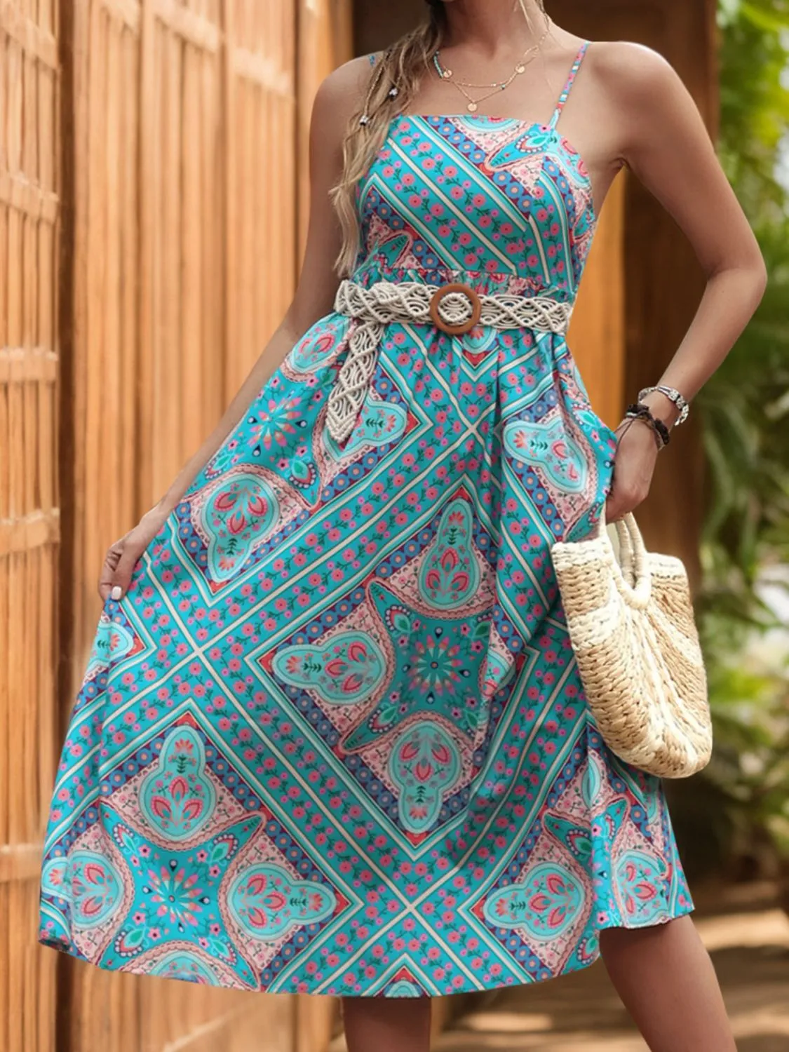 Printed Spaghetti Strap Midi Dress sold by Charming Charlie