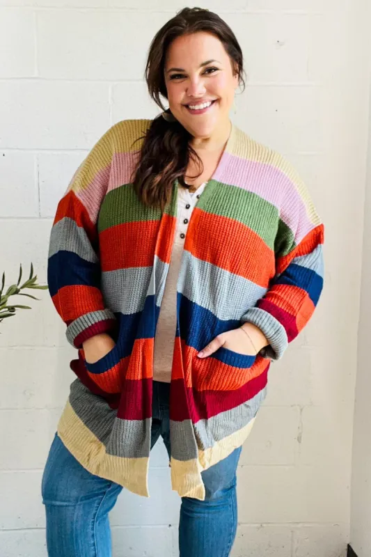 Weekend Ready Multicolor Striped Slouchy Open Cardigan sold by Charming Charlie