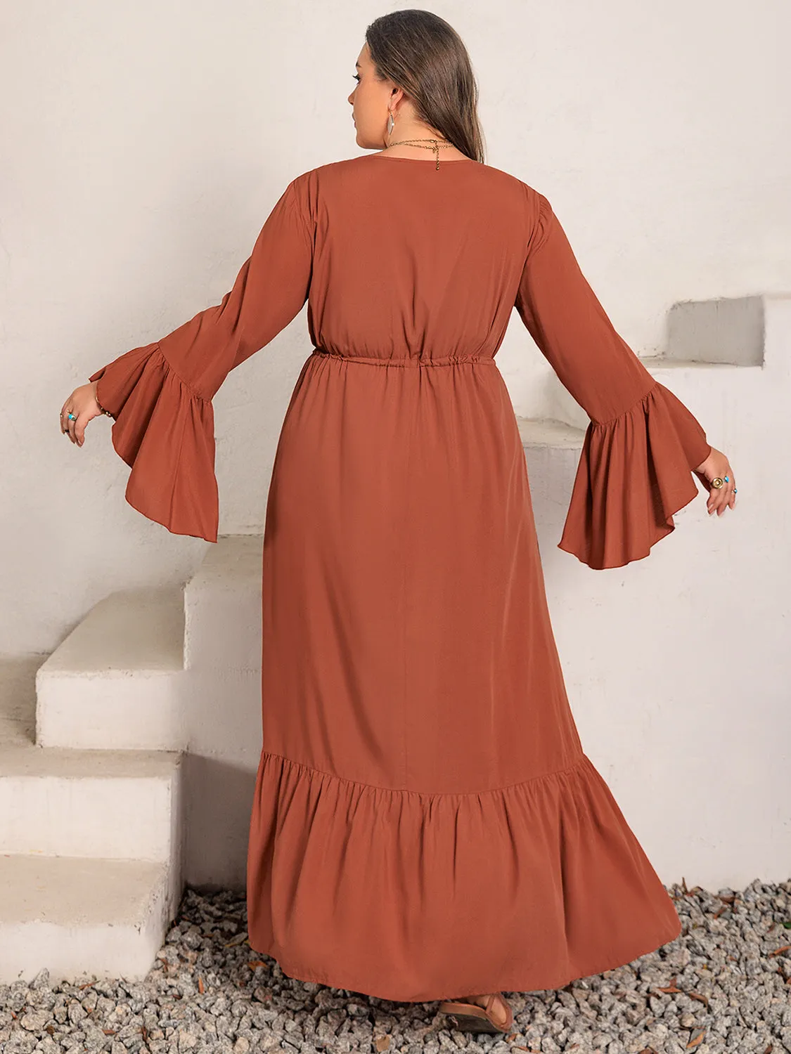 Plus Size V-Neck Flare Sleeve Maxi Dress sold by Charming Charlie product image thumbnail 2
