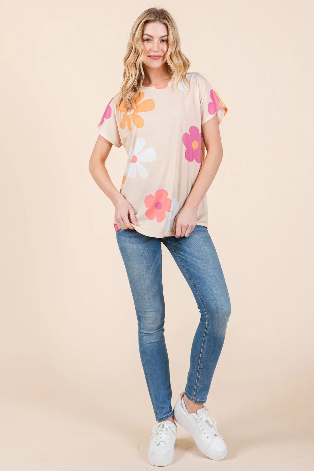 BOMBOM Floral Short Sleeve T-Shirt sold by Charming Charlie product image thumbnail 4