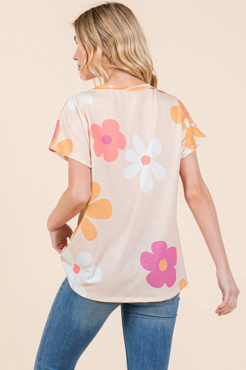 BOMBOM Floral Short Sleeve T-Shirt sold by Charming Charlie product image thumbnail 2
