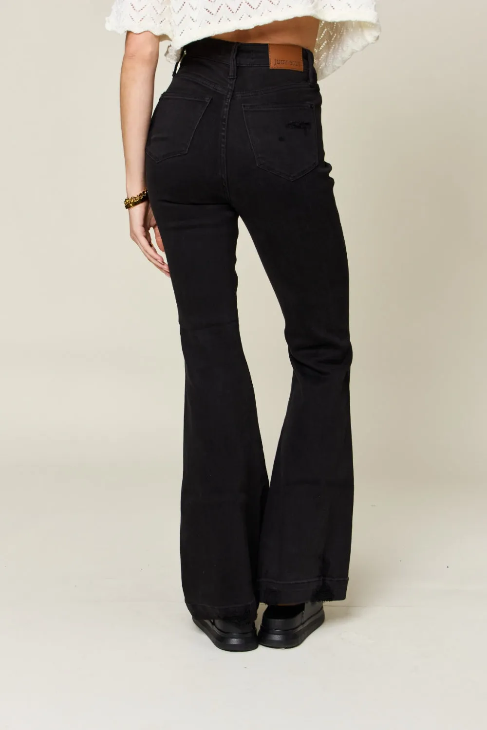 Judy Blue Full Size High Waist Distressed Flare Jeans sold by Charming Charlie product image thumbnail 2