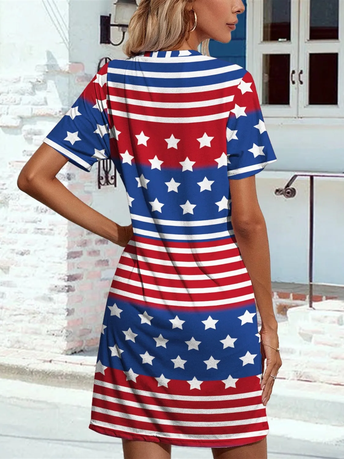 Pocketd US Flag Printed Short Sleeve Dress sold by Charming Charlie product image thumbnail 2