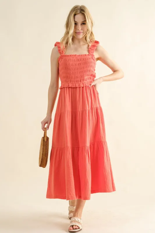 And The Why Smocked Ruffled Tiered Dress sold by Charming Charlie