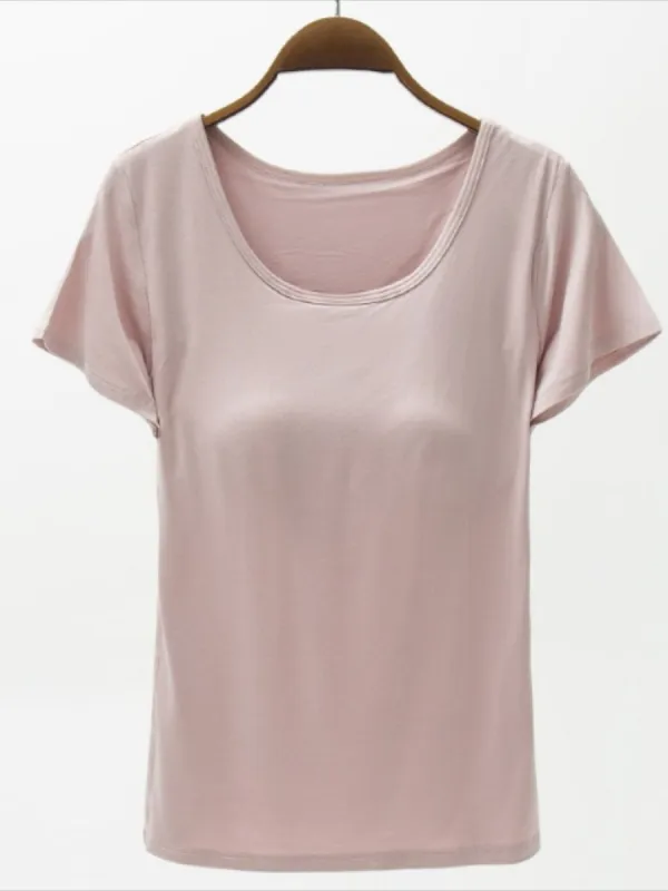 Round Neck Modal T-Shirt with Bra sold by Charming Charlie