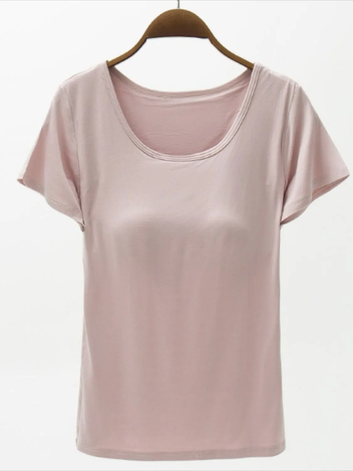 Round Neck Modal T-Shirt with Bra sold by Charming Charlie