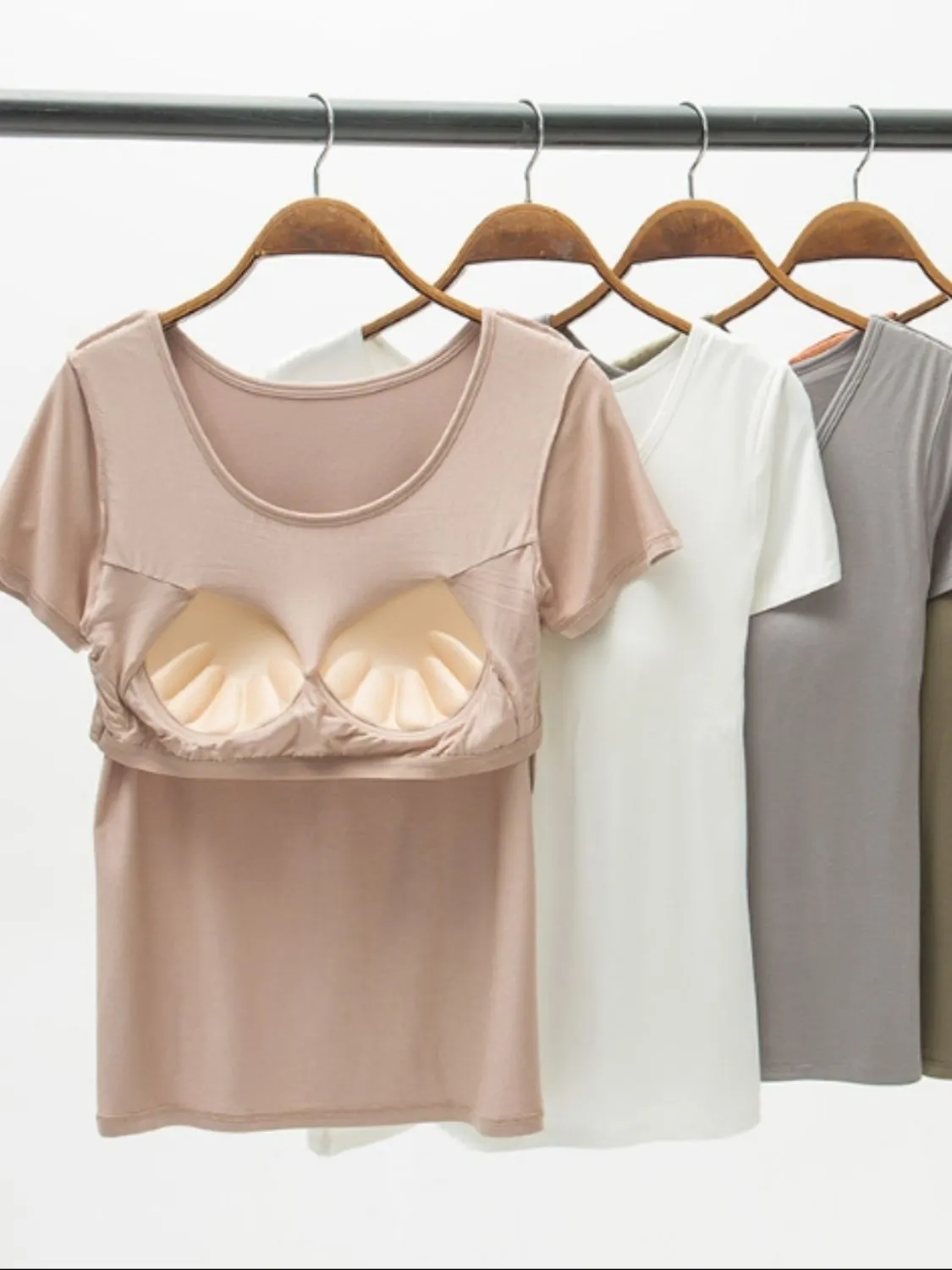 Round Neck Modal T-Shirt with Bra sold by Charming Charlie product image thumbnail 5