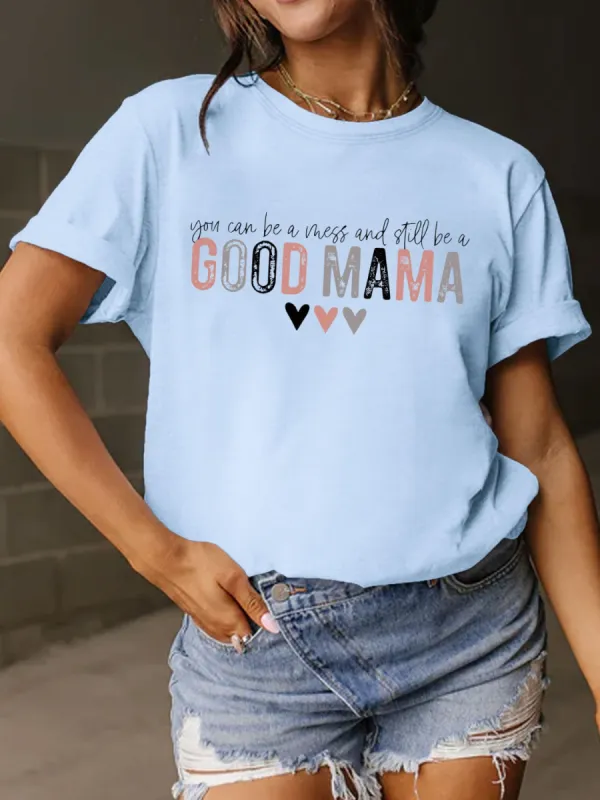 Full Size Letter Graphic Round Neck Short Sleeve T-Shirt sold by Charming Charlie