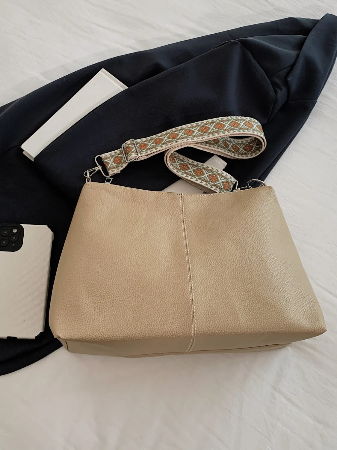 PU Leather Geometric Pattern Strap Shoulder Bag sold by Charming Charlie product image thumbnail 3