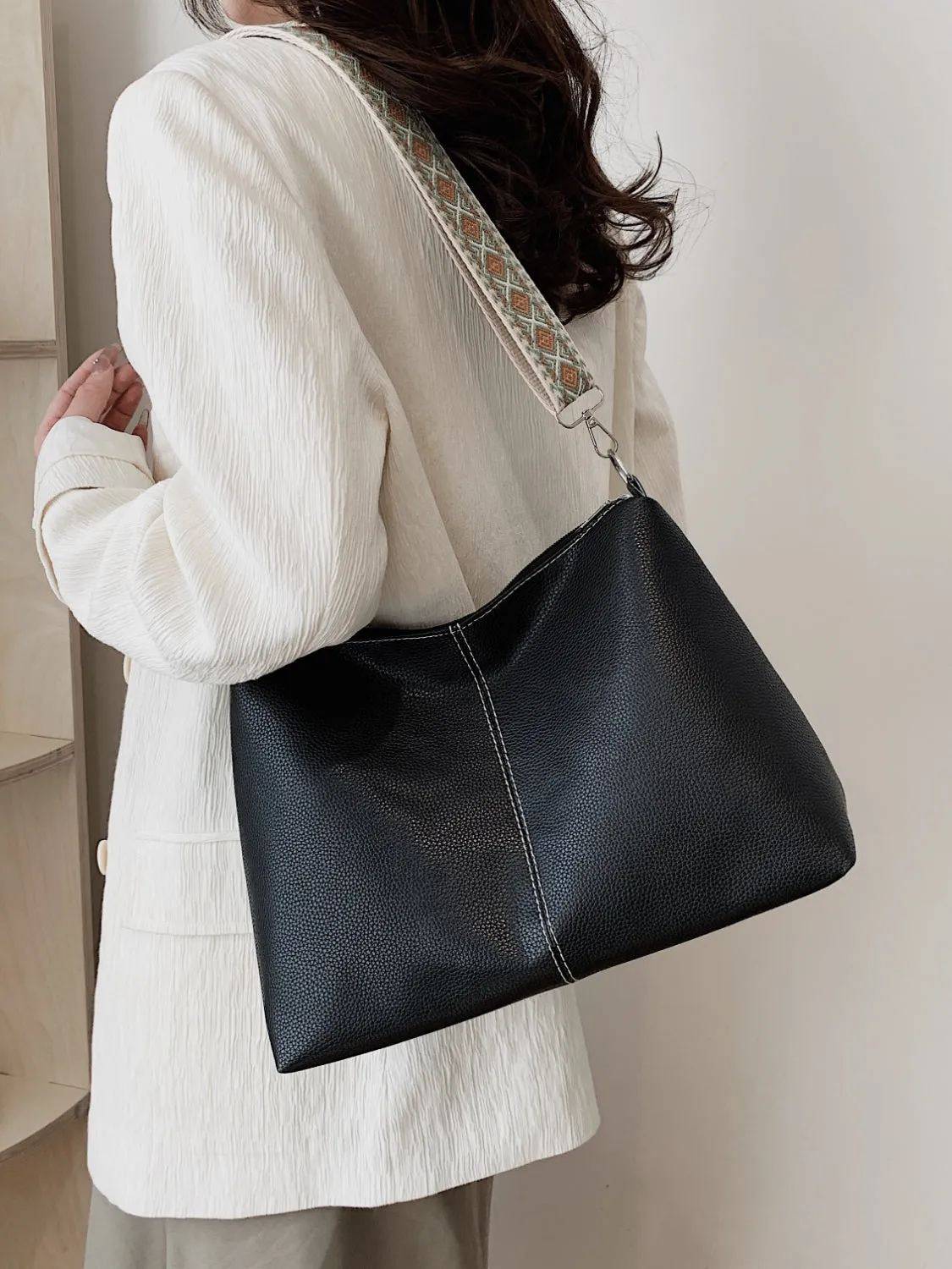 PU Leather Geometric Pattern Strap Shoulder Bag sold by Charming Charlie product image thumbnail 5