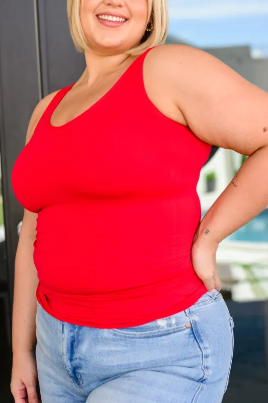 The Basics Reversible Longline Tank in Red sold by Charming Charlie