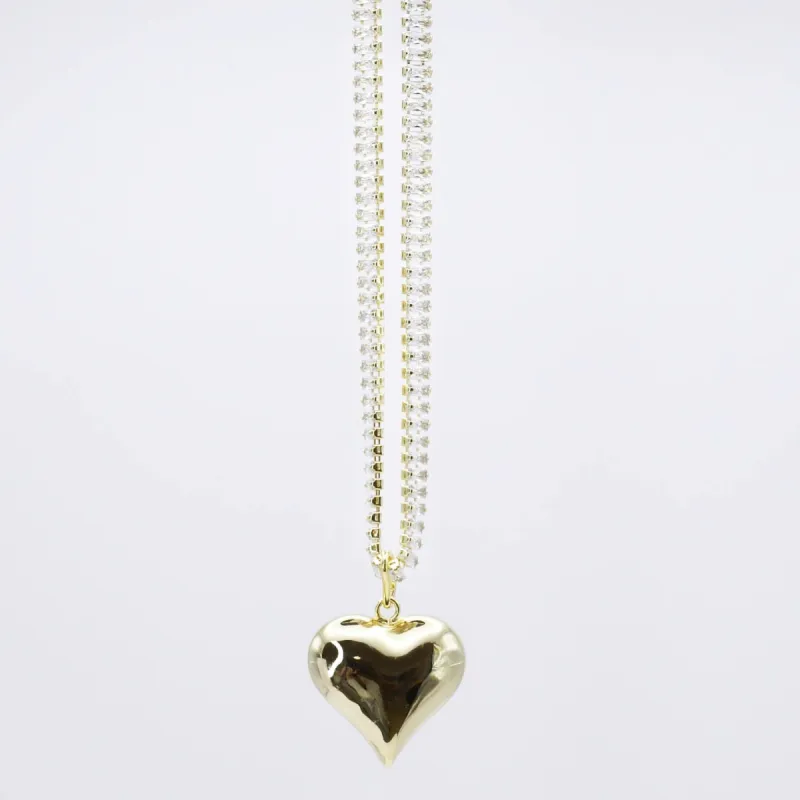 Crystal Puffy Heart Necklace J20 sold by Charming Charlie