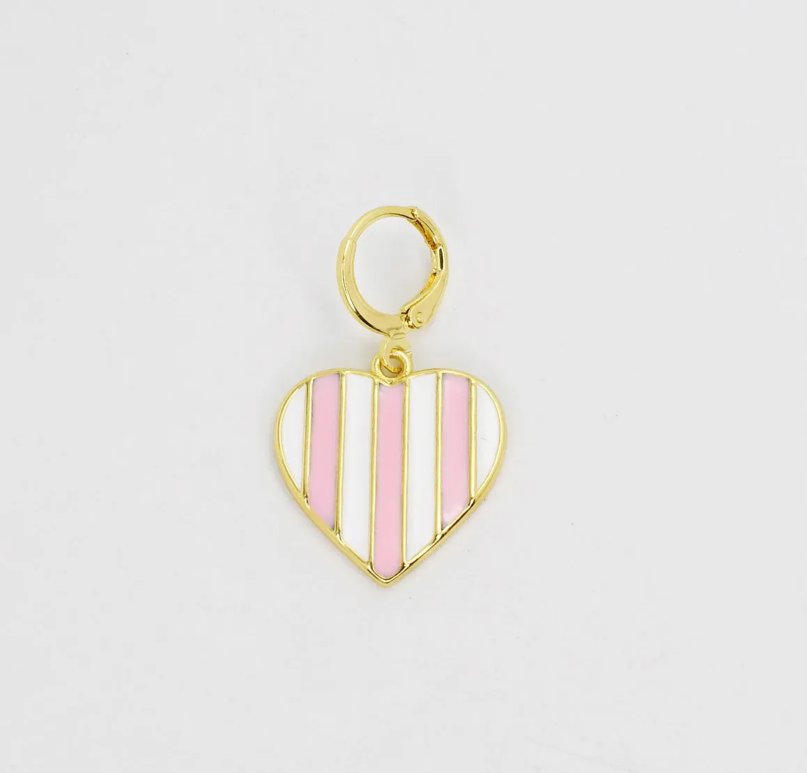 Pink Stripes Heart Charm CH-83 sold by Charming Charlie