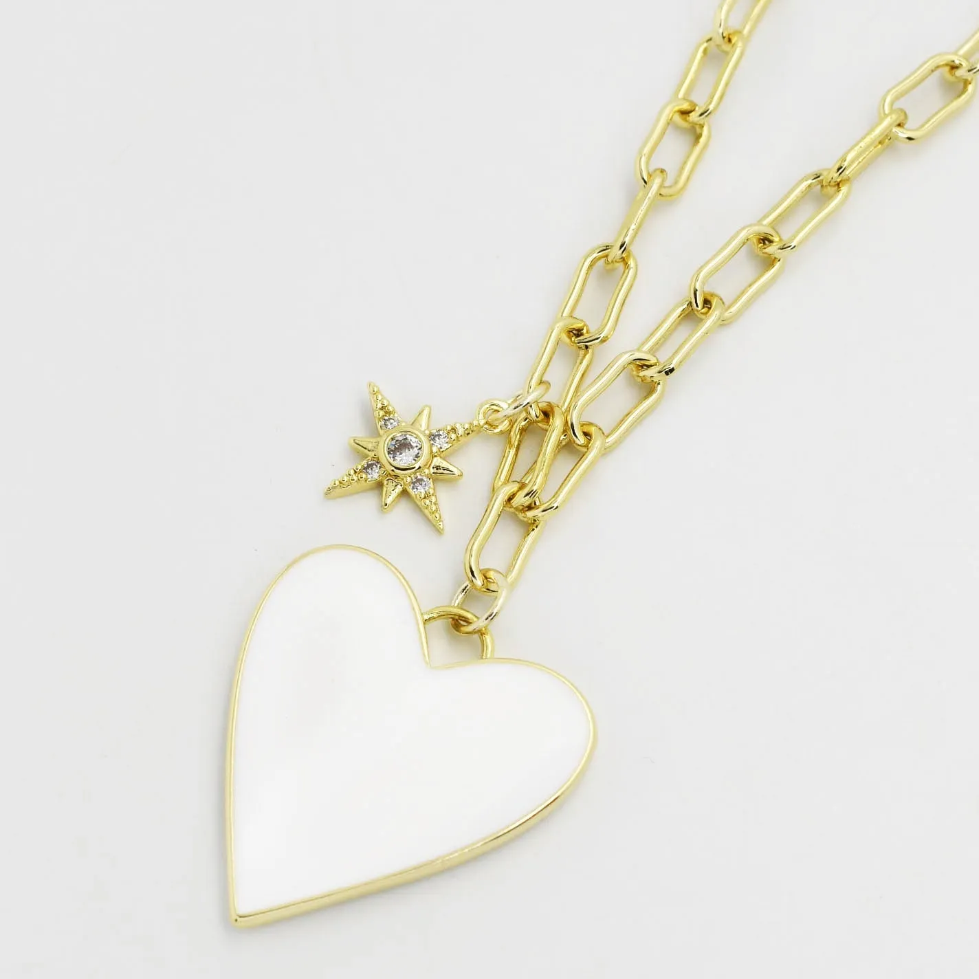 Enamel Heart/Star Necklace White J2 sold by Charming Charlie product image thumbnail 2